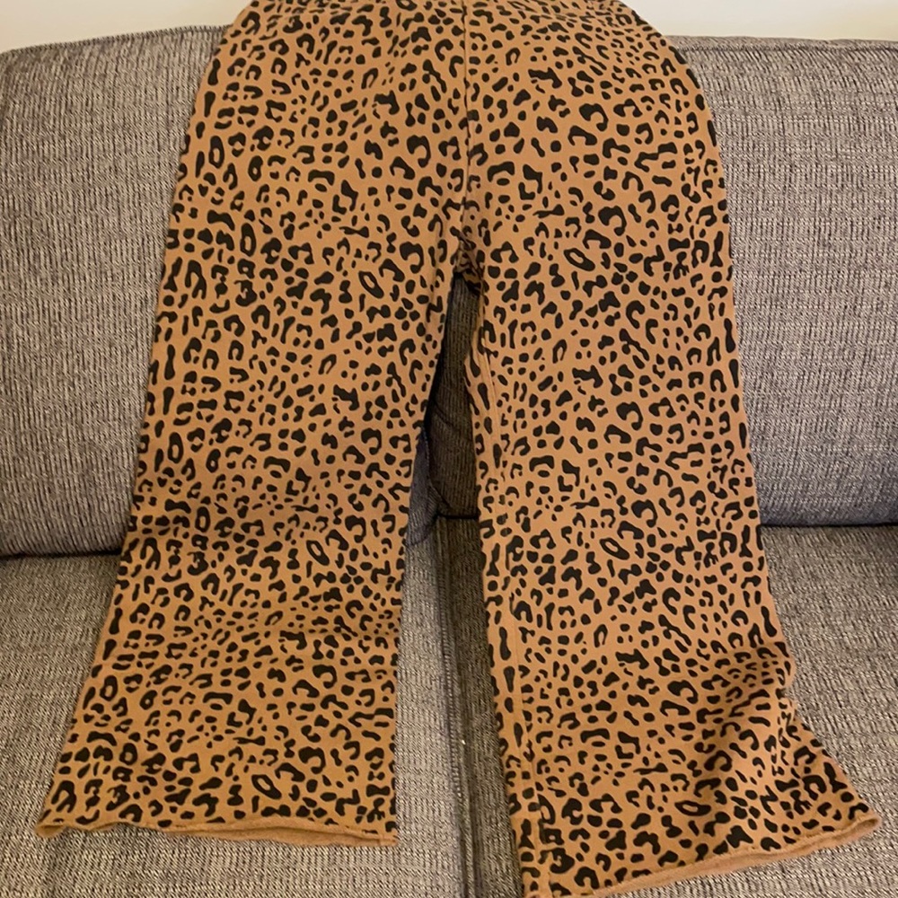 Wide leg drawstring cotton sweat pant